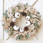 Folrane Fall Wreaths for Front Door Outside, 20 Inch Autumn Pumpkin Sunflower Wreaths with Burlap Bows, Fall Harvest Thanksgiving Wreath for Farmhouse Indoor Outdoor for Home Front Door Porch Fall Decor