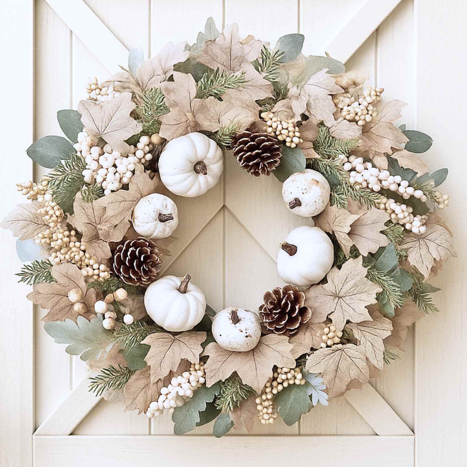 Folrane Fall Wreaths for Front Door Outside, 20 Inch Autumn Pumpkin Sunflower Wreaths with Burlap Bows, Fall Harvest Thanksgiving Wreath for Farmhouse Indoor Outdoor for Home Front Door Porch Fall Decor