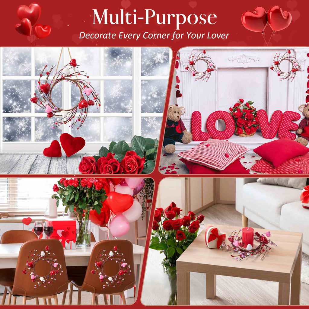 Folrane Spring Valentine Candle Rings, 4 Pcs Tulip Small Mini Wreaths for Indoor Kitchen Cabinets, Easter Candle Rings Wreaths 4 Inch Center, Spring Valentines Day Easter Table Decor